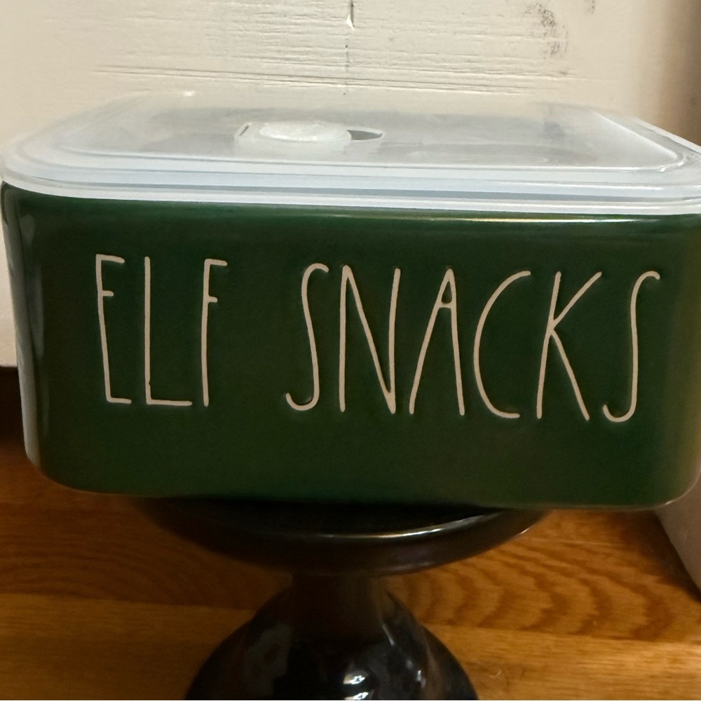 Rae Dunn Green Elf Snacks Container
